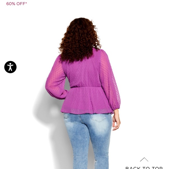 CITY CHIC TOP V NECK FAUX WRAP LONG SLEEVE LILAC PURPLE COLOR - Picture 6 of 13